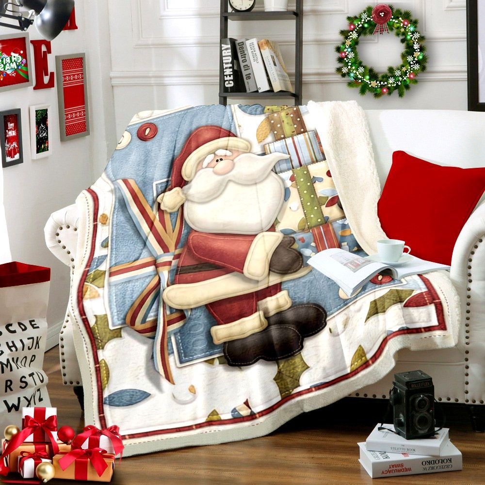 Santa Claus Merry Christmas Sherpa Fleece Blanket