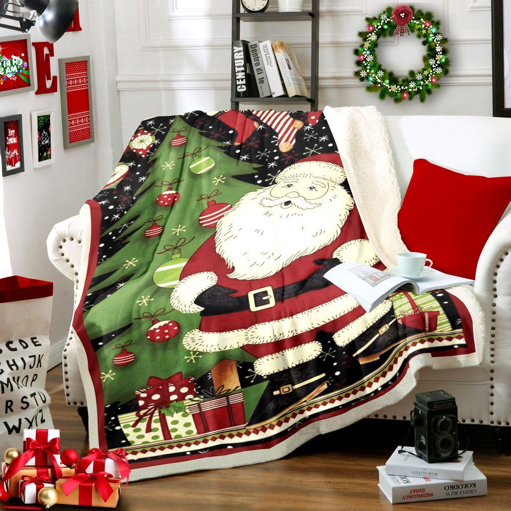 Santa Claus Merry Christmas Sherpa Fleece Blanket