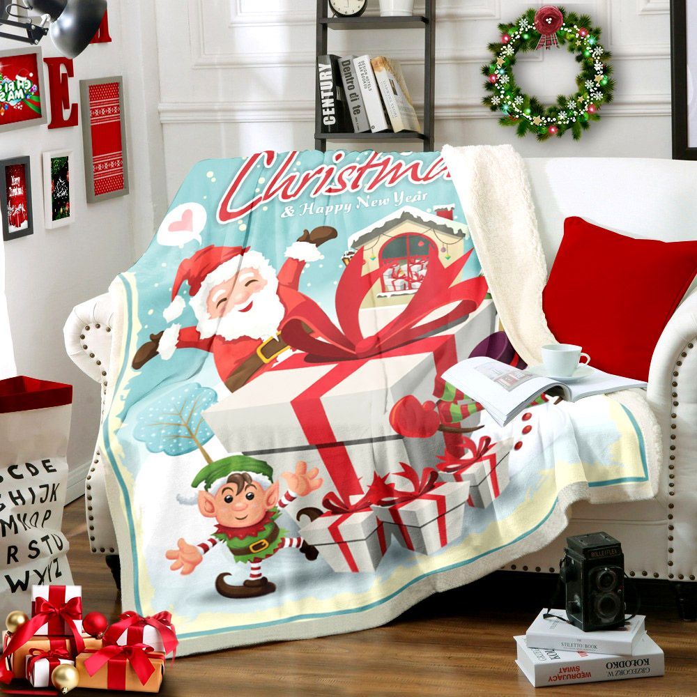 Santa Claus Merry Christmas Sherpa Fleece Blanket