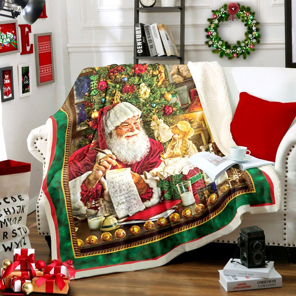 Santa Claus Merry Christmas Sherpa Fleece Blanket