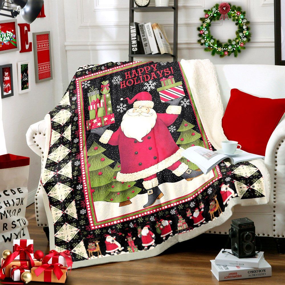 Santa Claus Merry Christmas Sherpa Fleece Blanket