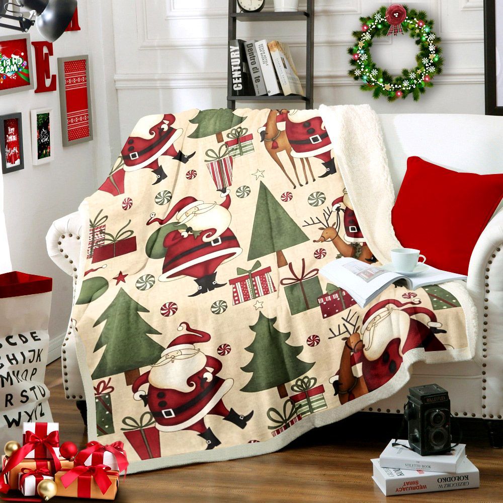 Santa Claus Merry Christmas Sherpa Fleece Blanket