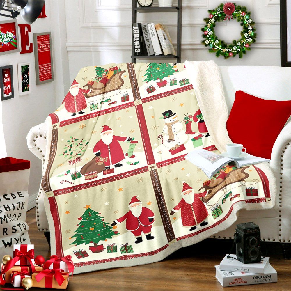 Santa Claus Merry Christmas Sherpa Fleece Blanket