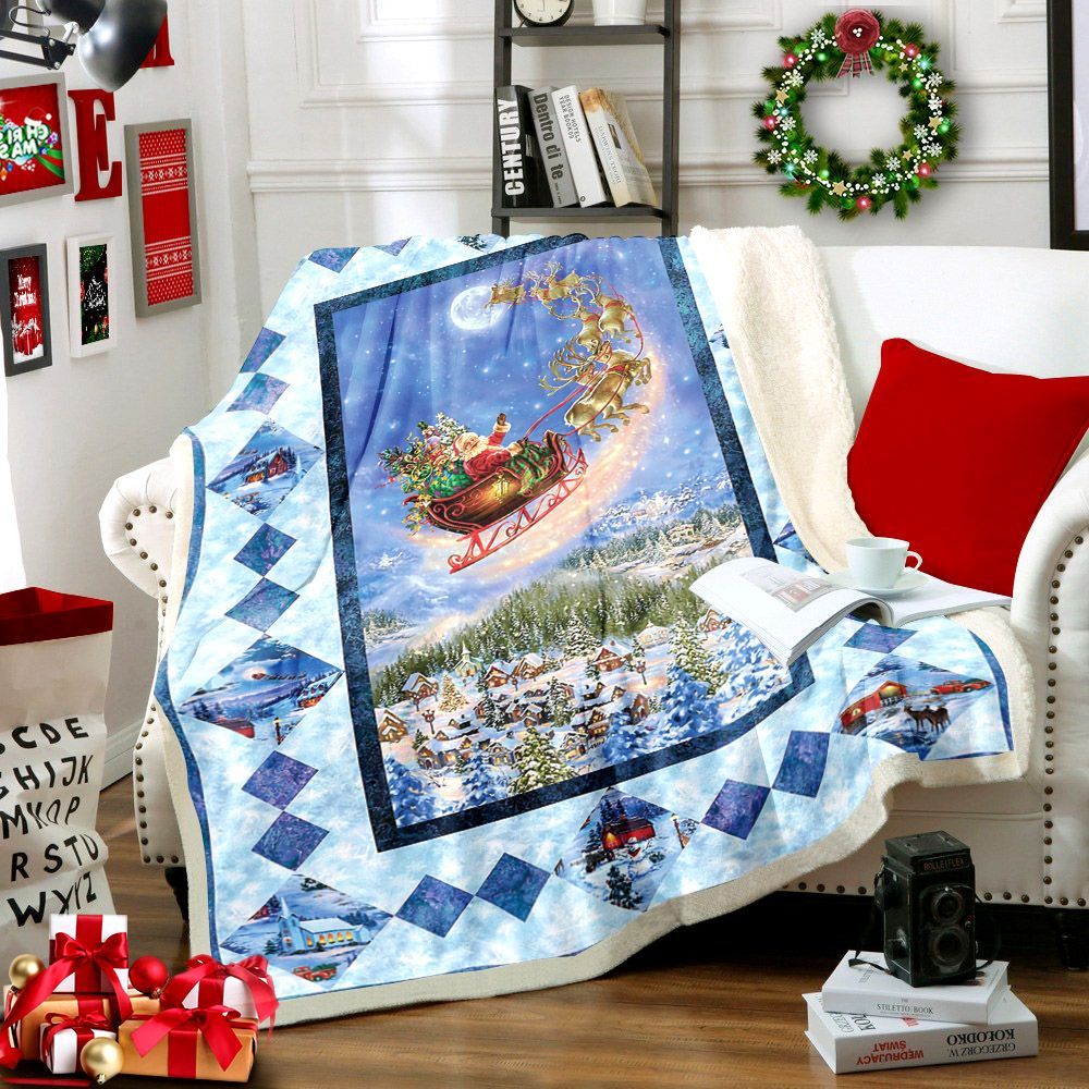 Santa Claus Merry Christmas Sherpa Fleece Blanket