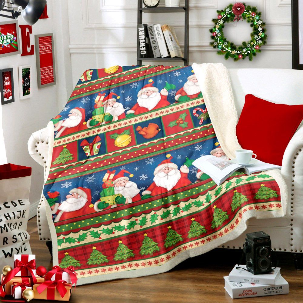 Santa Claus Merry Christmas Sherpa Fleece Blanket
