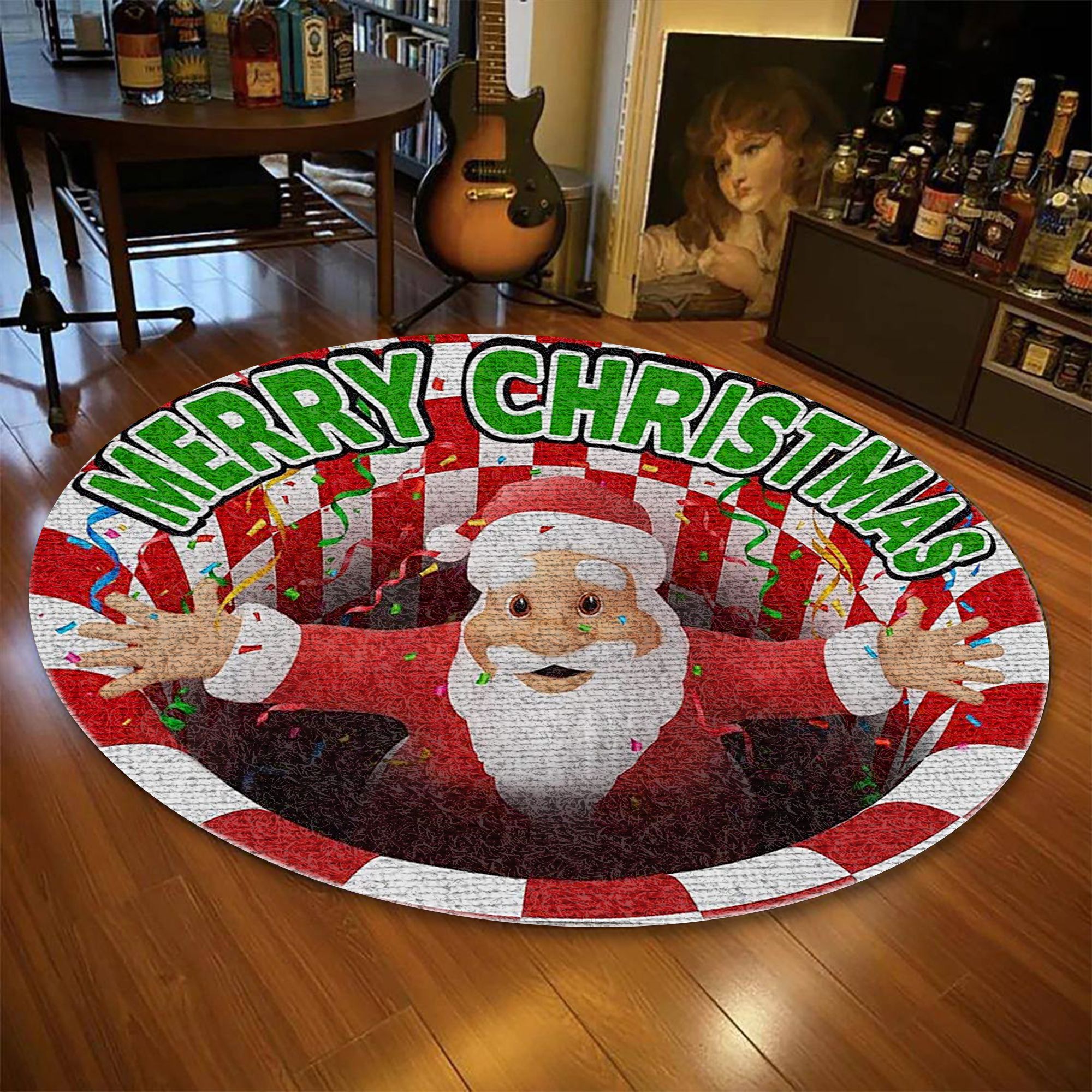 Santa Claus Merry Christmas Round Carpet