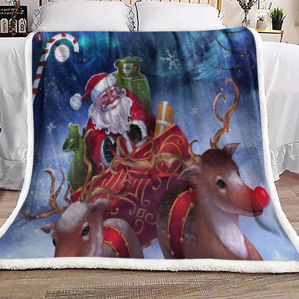 Santa Claus Merry Christmas Sherpa Fleece Blanket