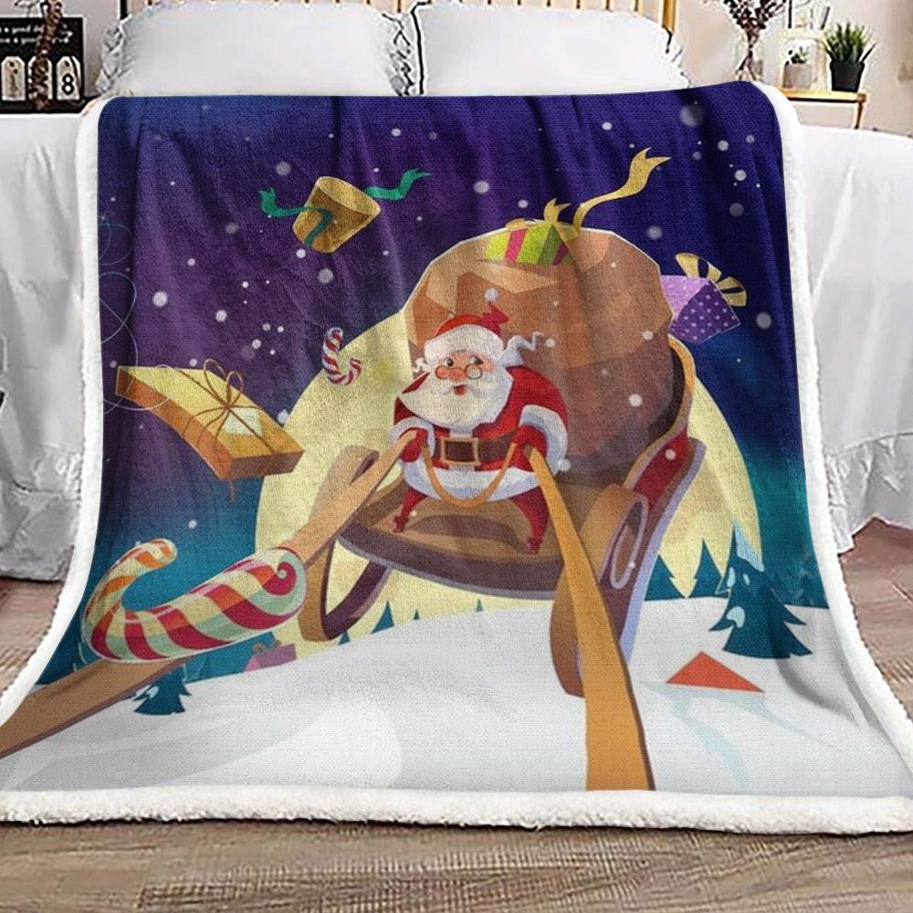 Santa Claus Merry Christmas Sherpa Fleece Blanket