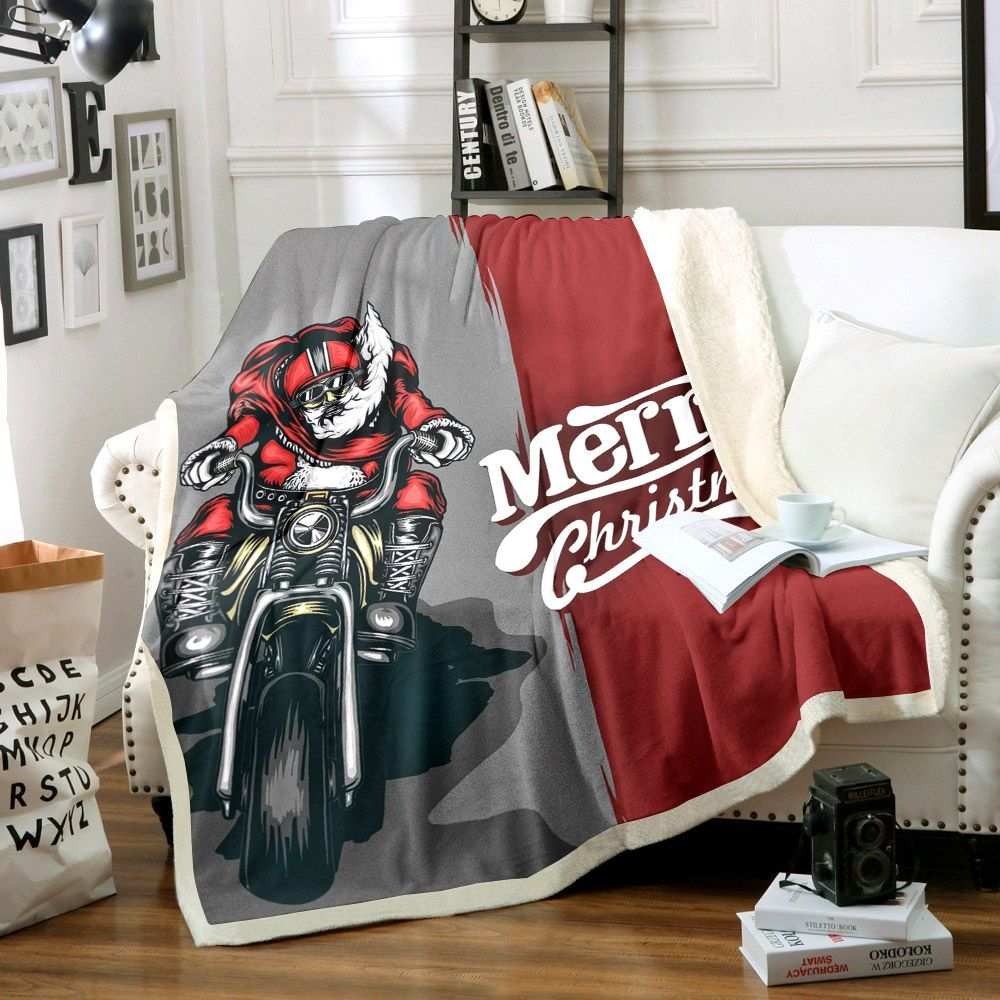 Santa Claus Merry Christmas Sherpa Fleece Blanket