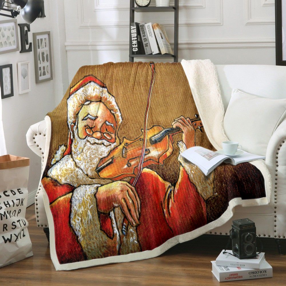 Santa Claus Playing Violin Sherpa Fleece Blanket
