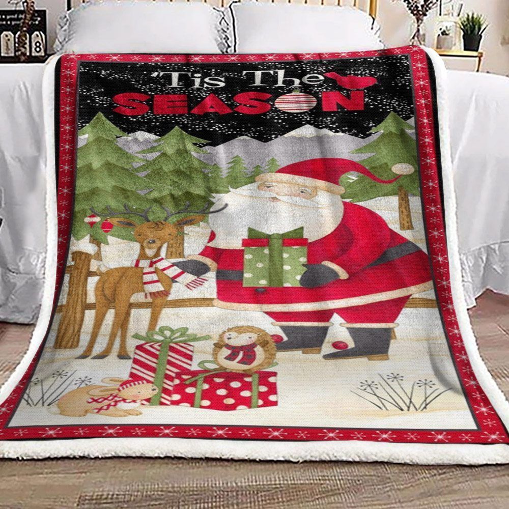 Santa Claus Reindeer Sherpa Fleece Blanket