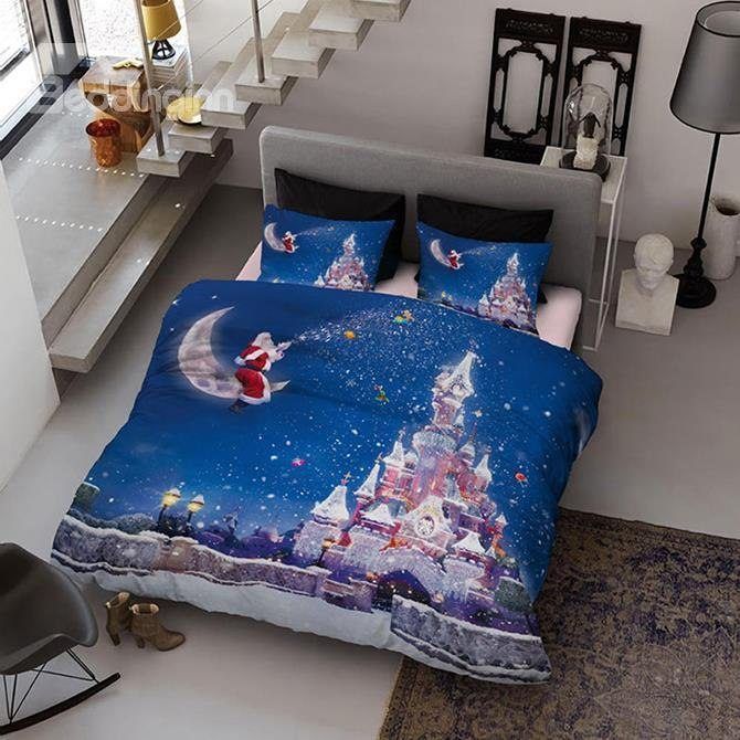 Santa Claus Sitting On Moon Castle Bedding Set