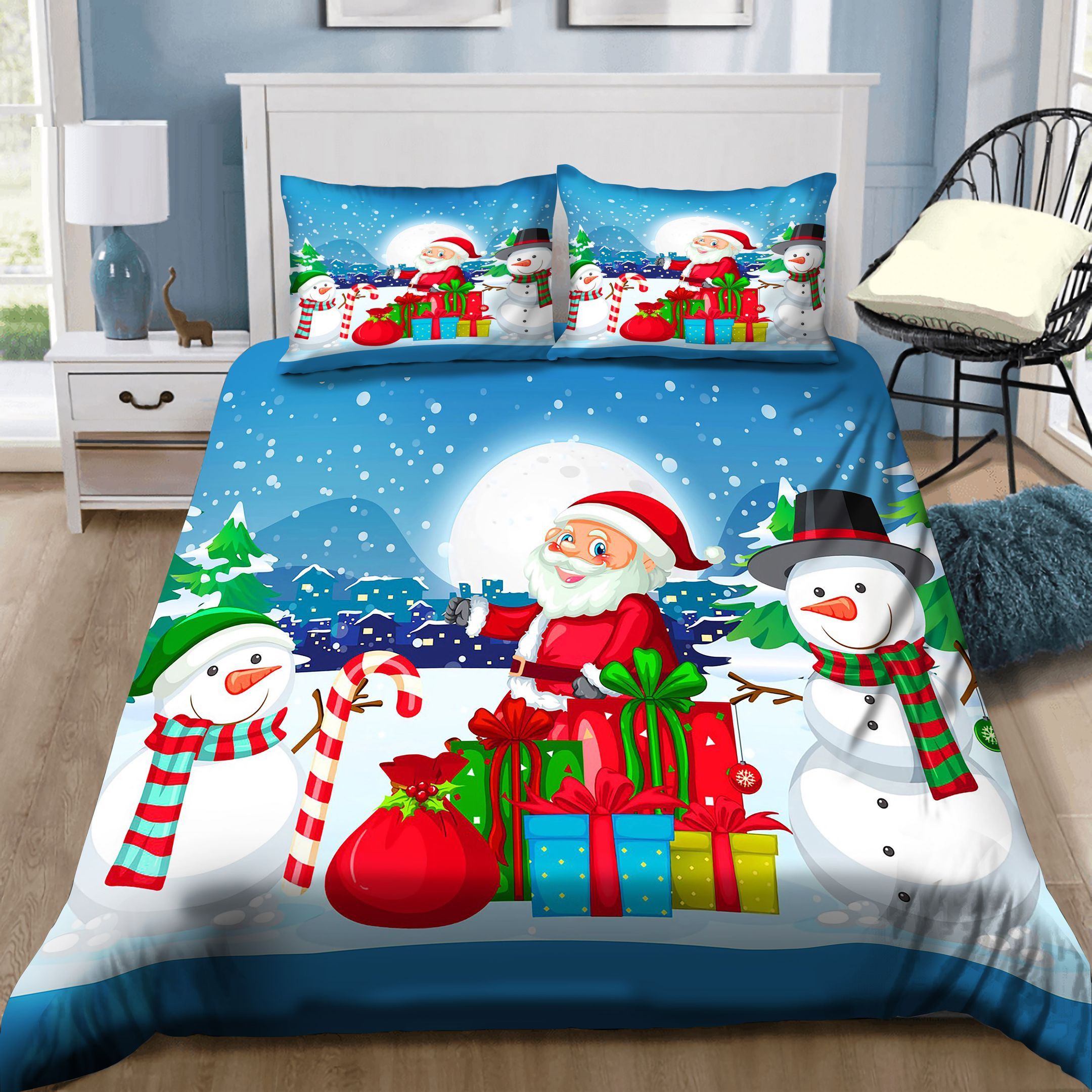 Santa Claus Snowman Merry Chirstmas Bedding Set