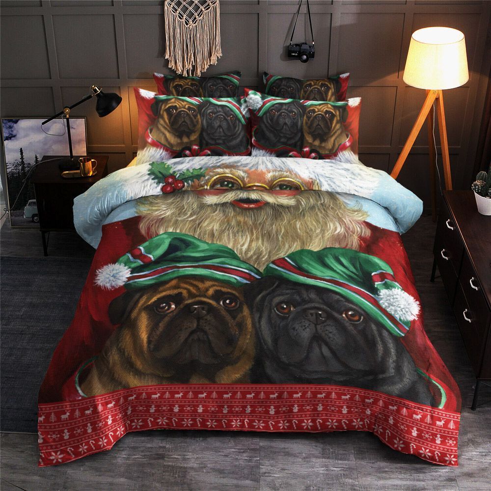 Santa Claus With Pug Bedding Set