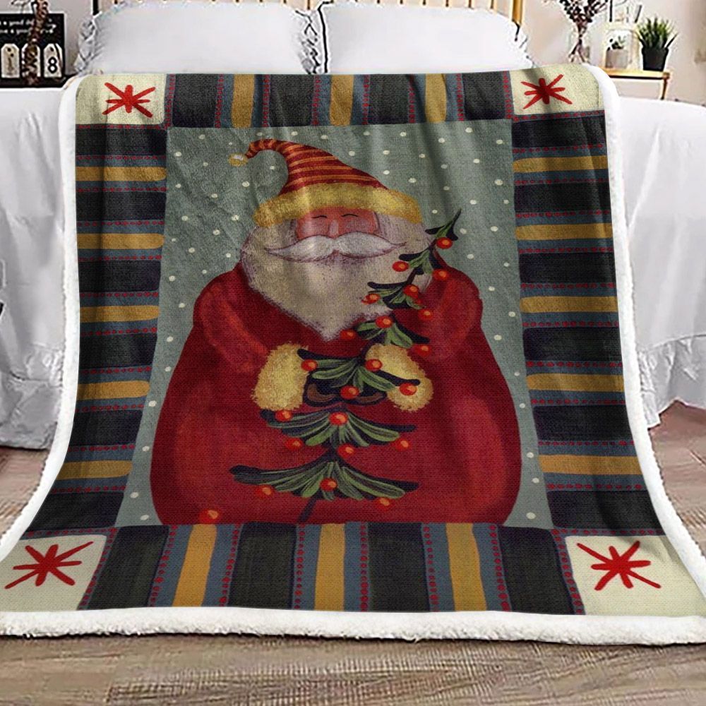 Santa Claus With Snow Sherpa Fleece Blanket