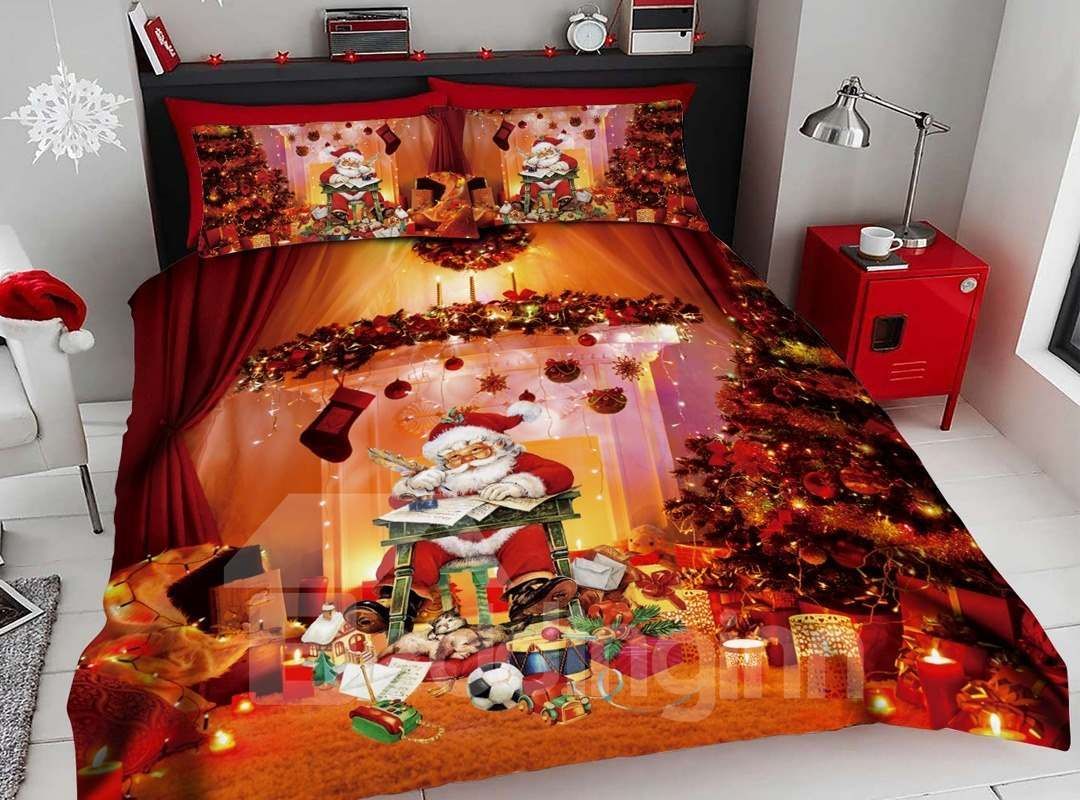 Santa Christmas Tree 3d Bedding Set