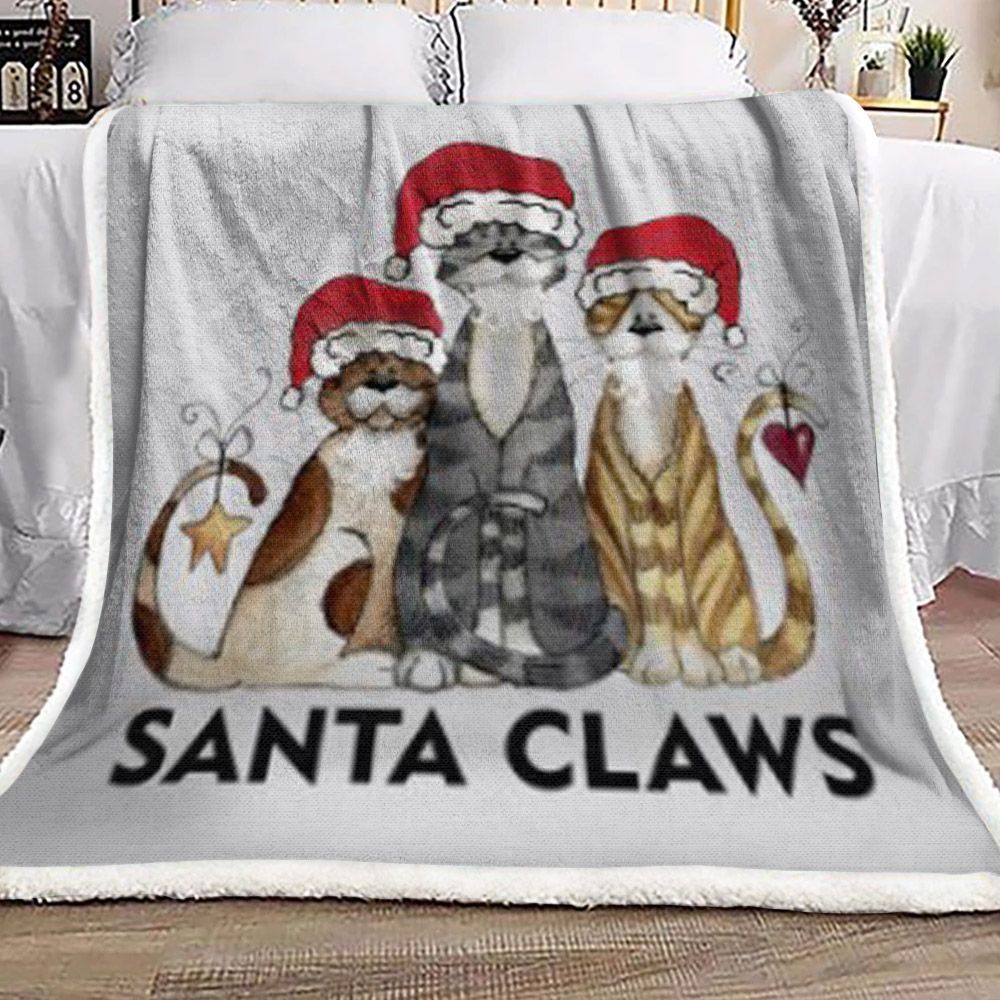 Santa Claws Cat Sherpa Fleece Blanket