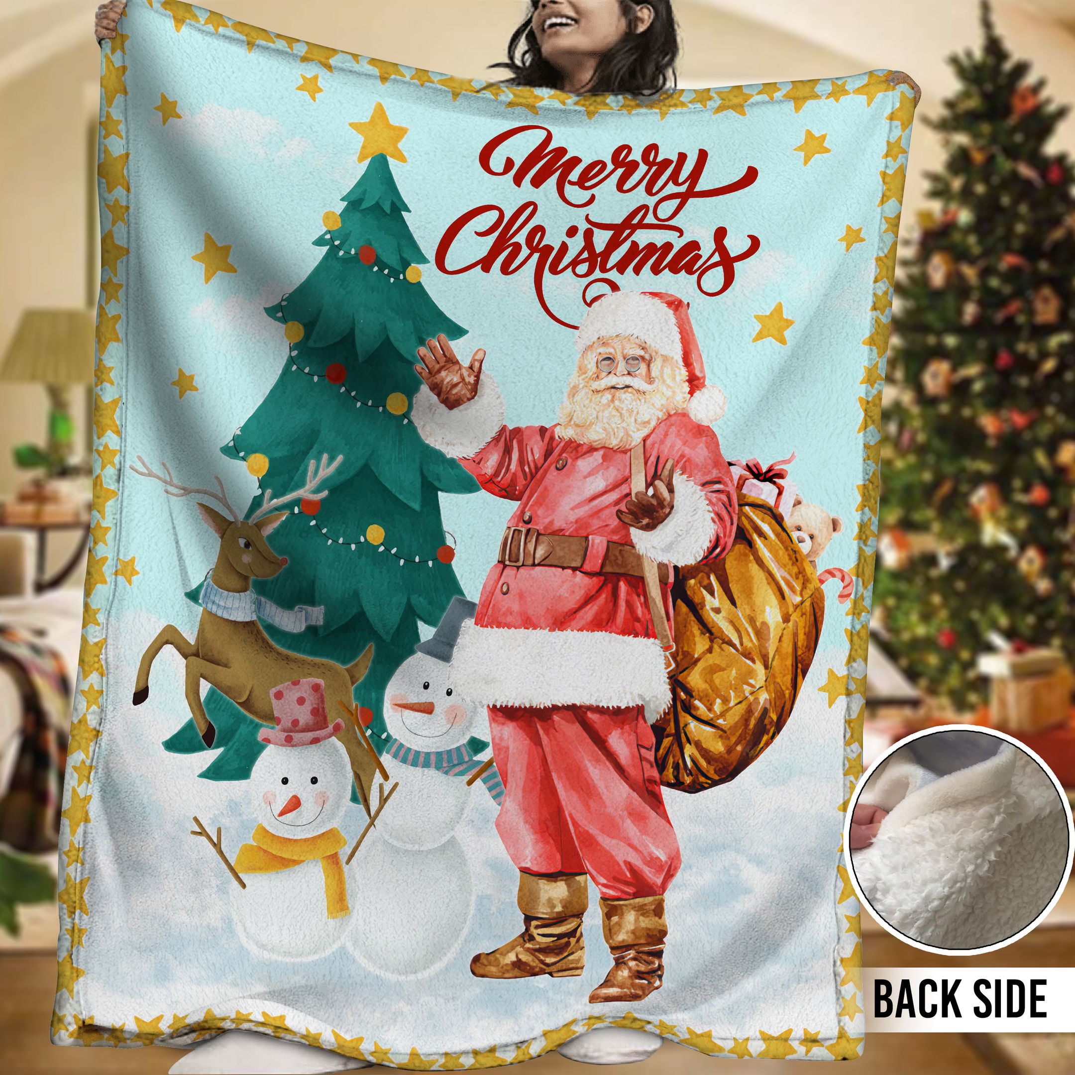 Santa Sherpa Fleece Blanket