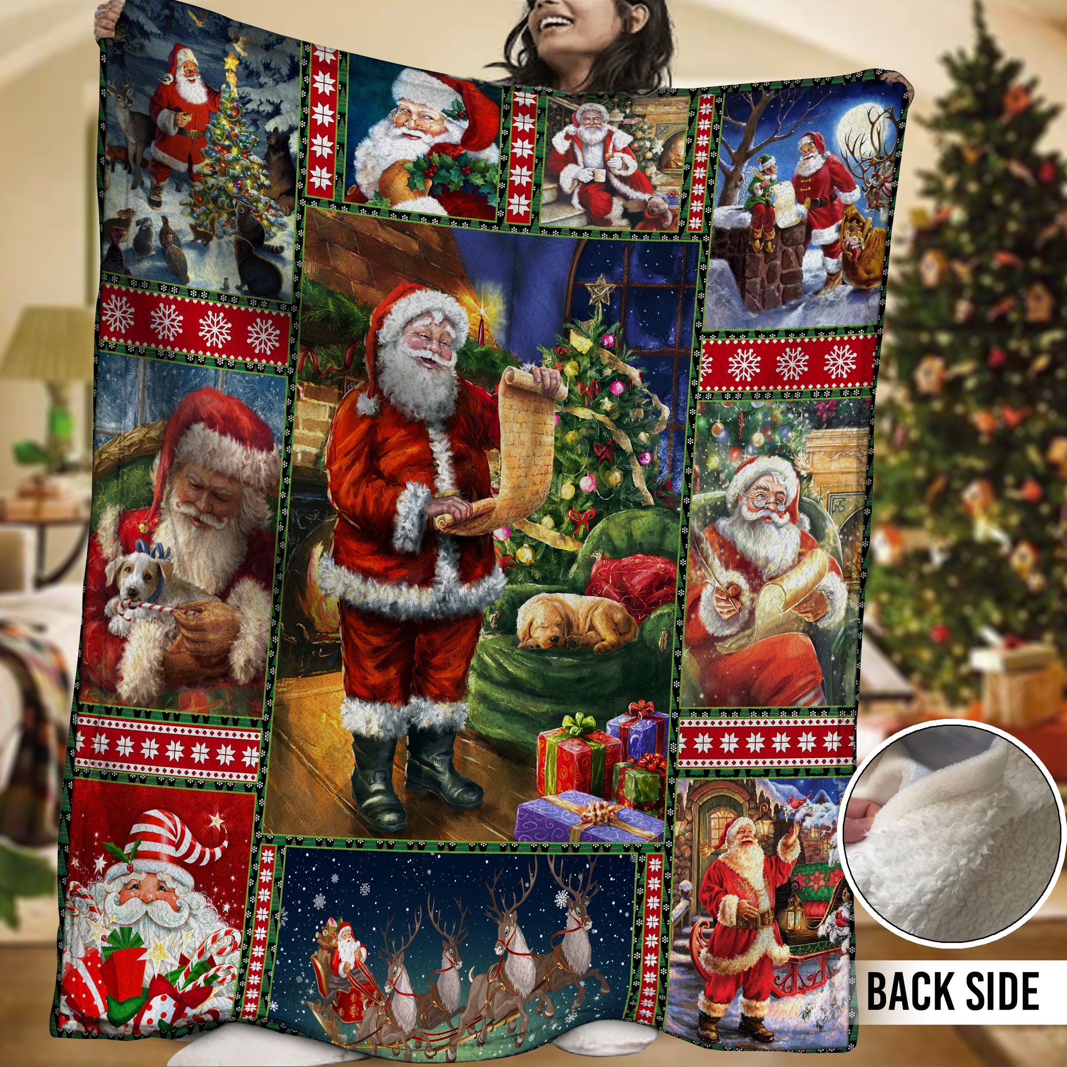 Santa Sherpa Fleece Blanket