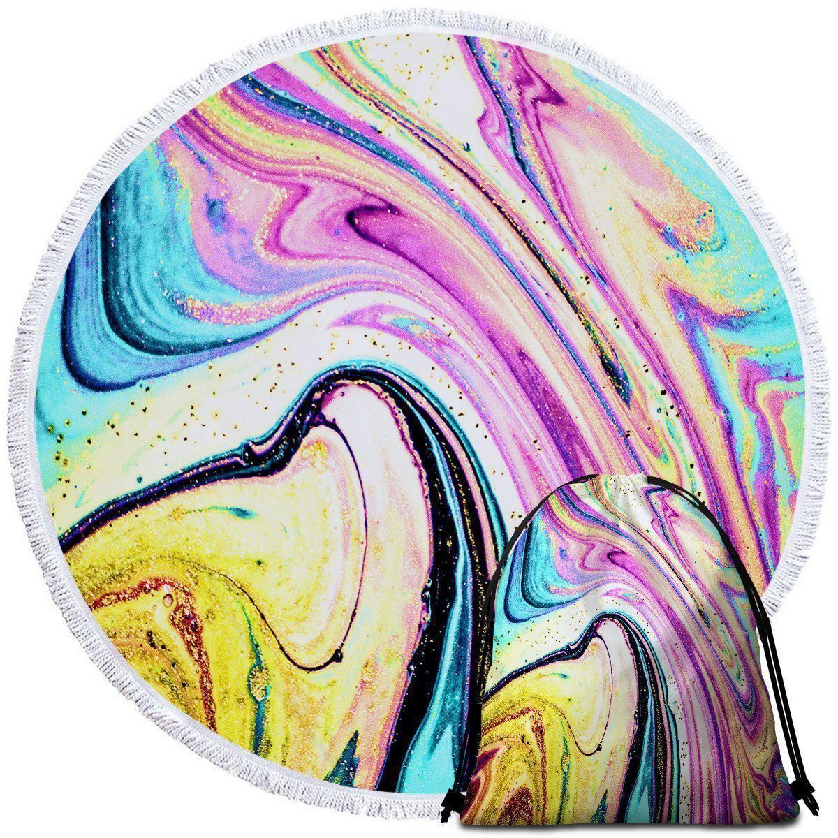 Santa Monica Colorful Printed Round Beach Towel