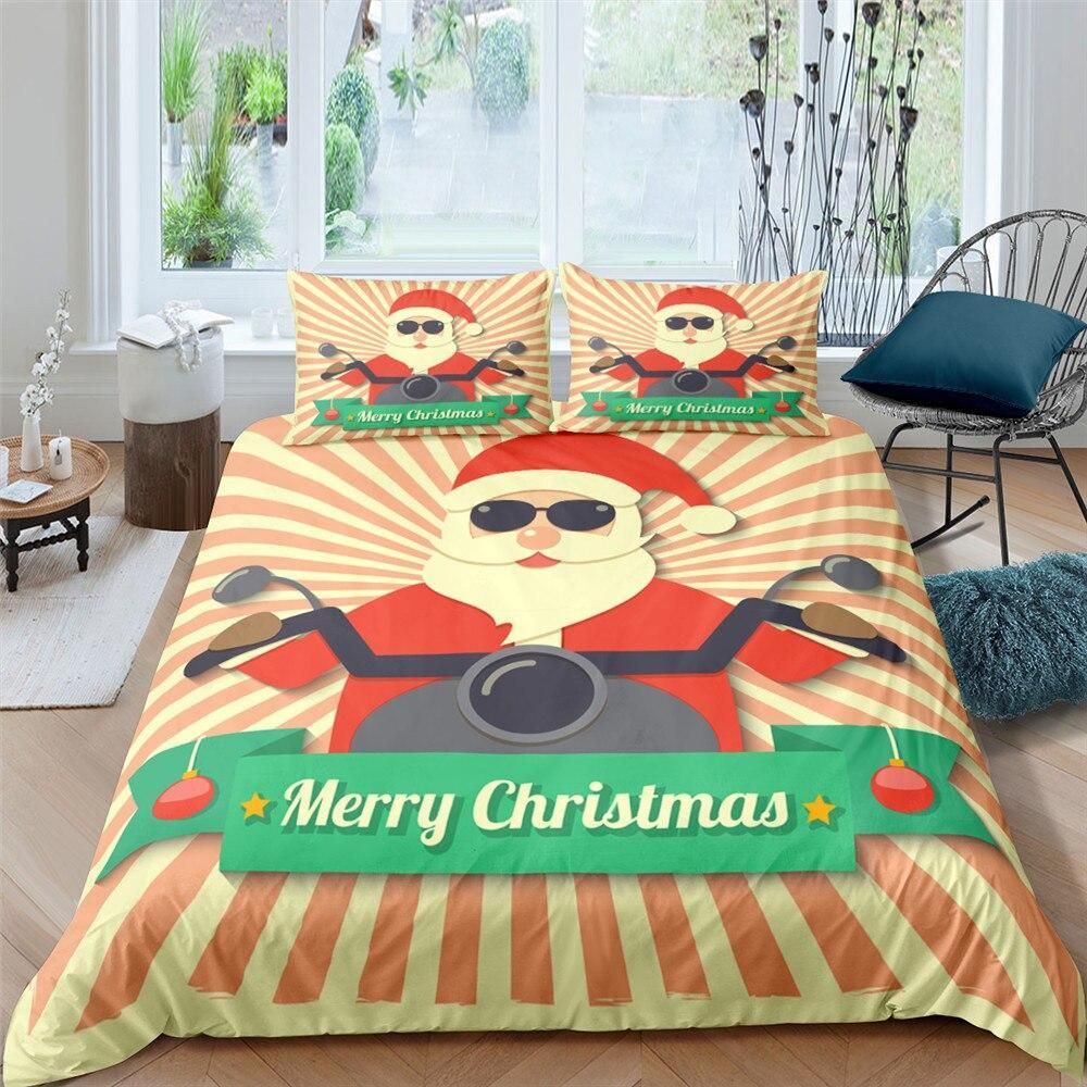 Santa On The Bike Bedding Set
