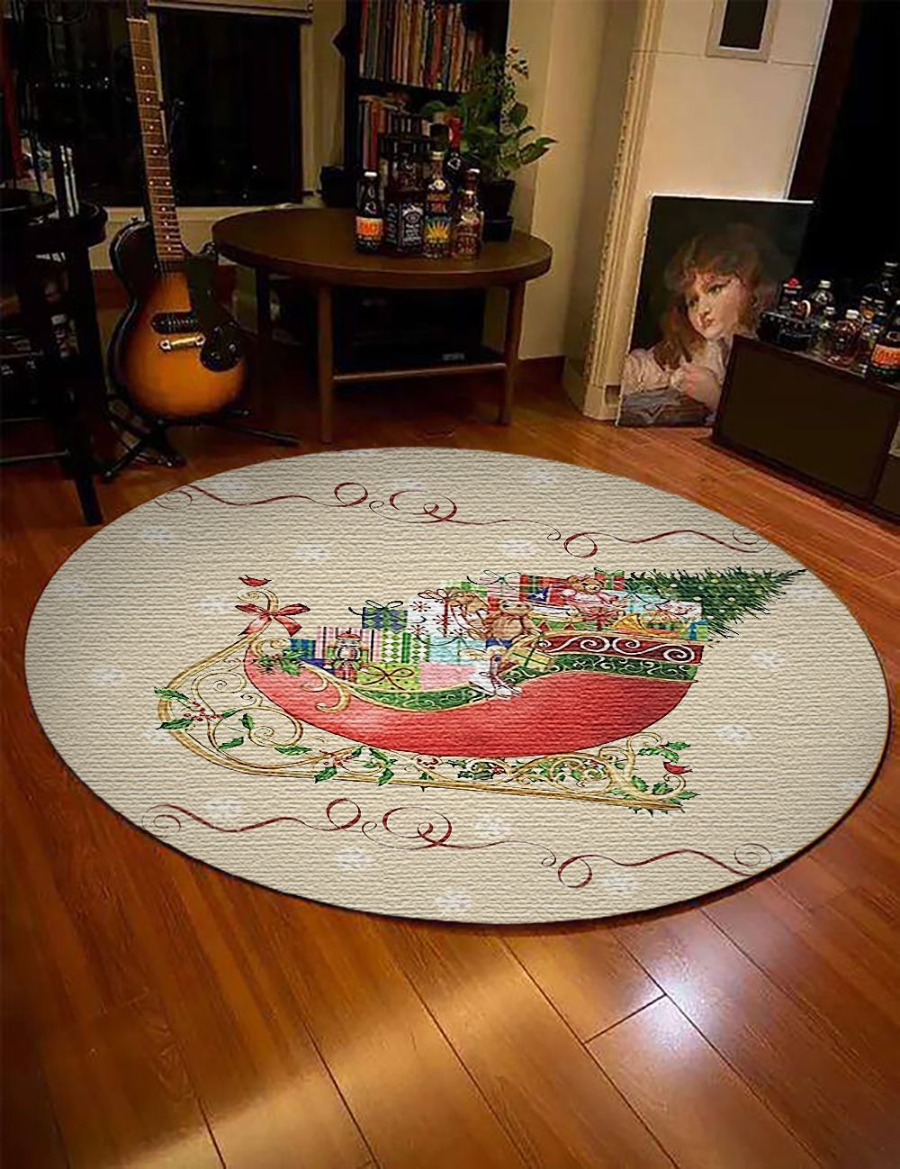 Santa Sleigh Round Carpet