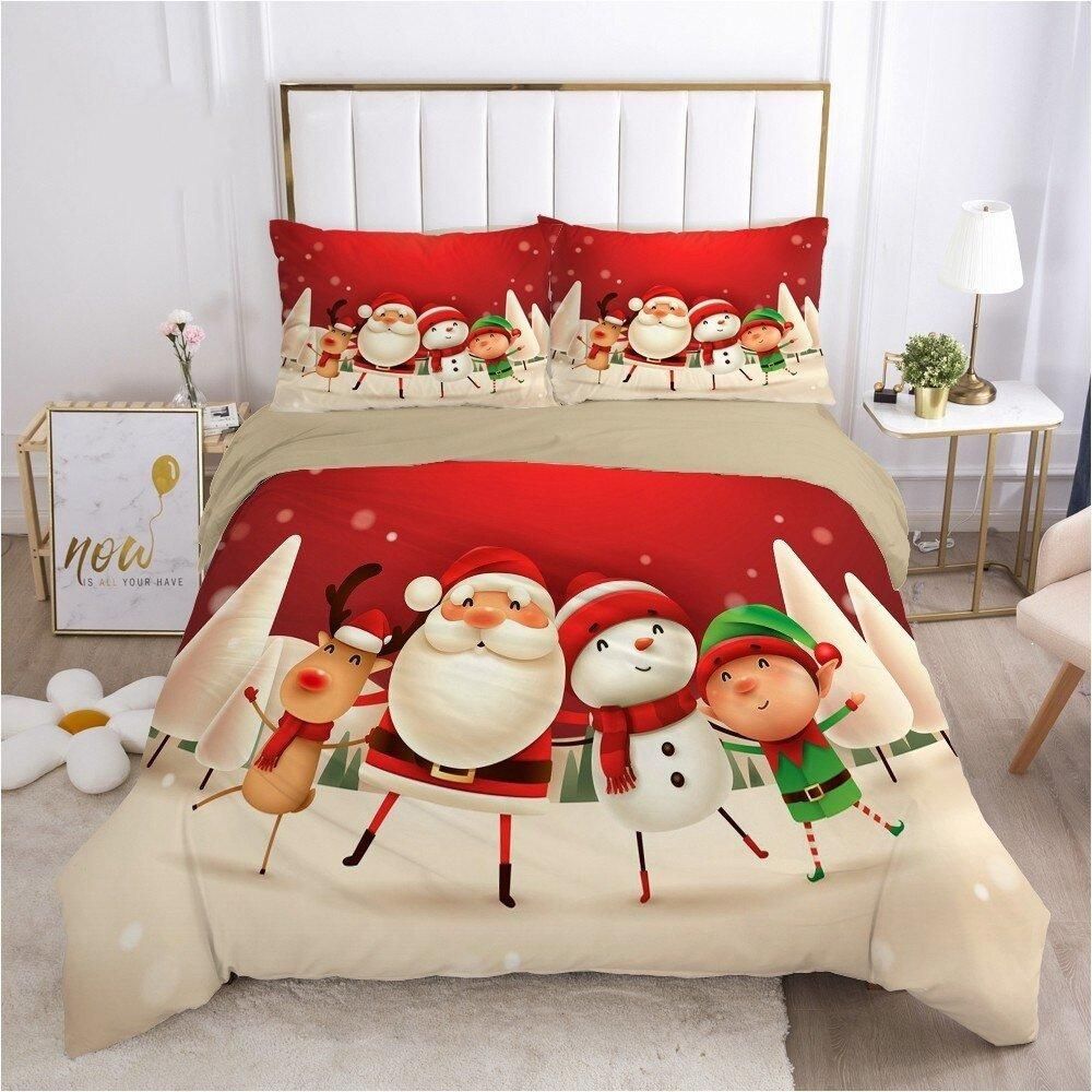 Santa Snowman And Elf Bedding Set