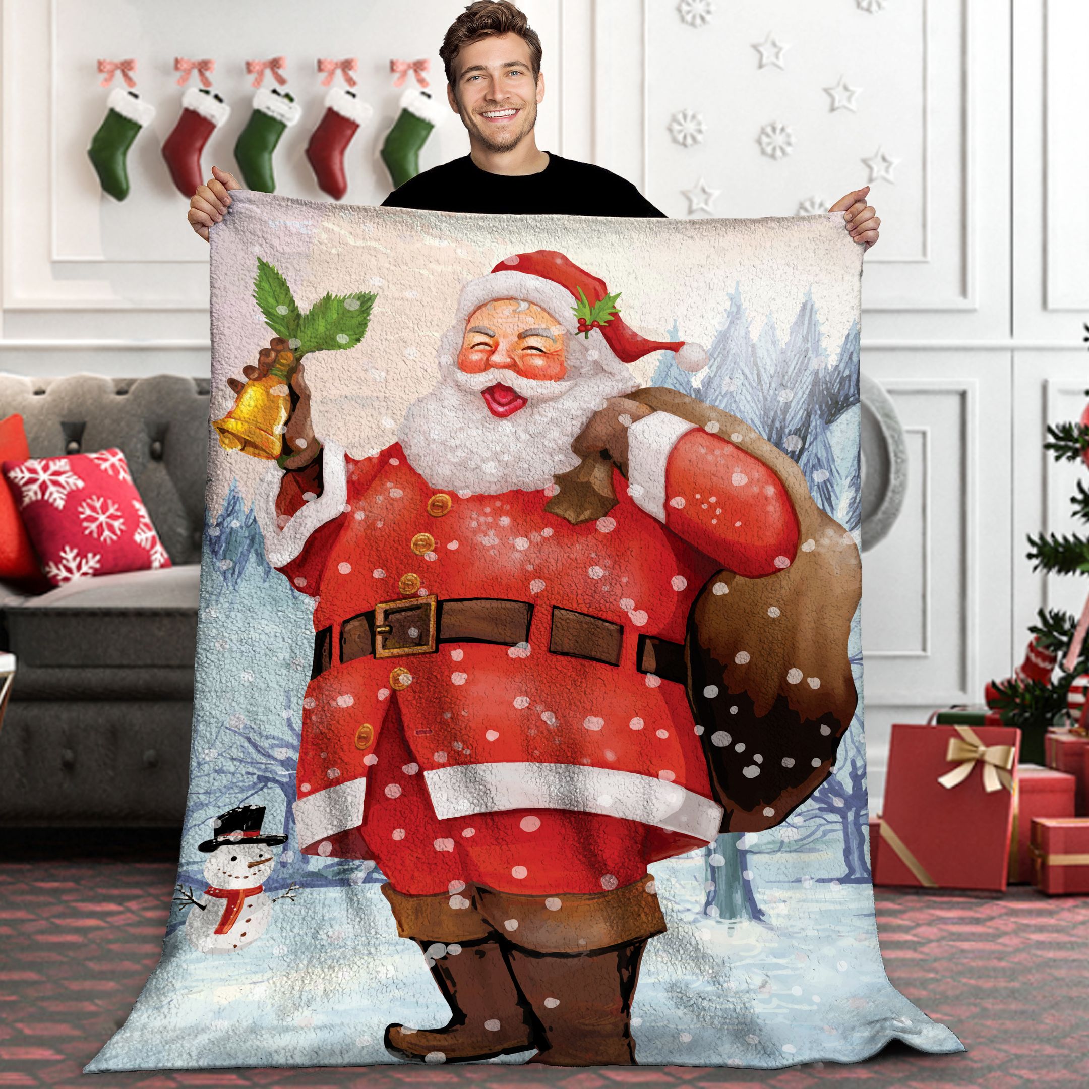 Santa Sherpa Fleece Blanket