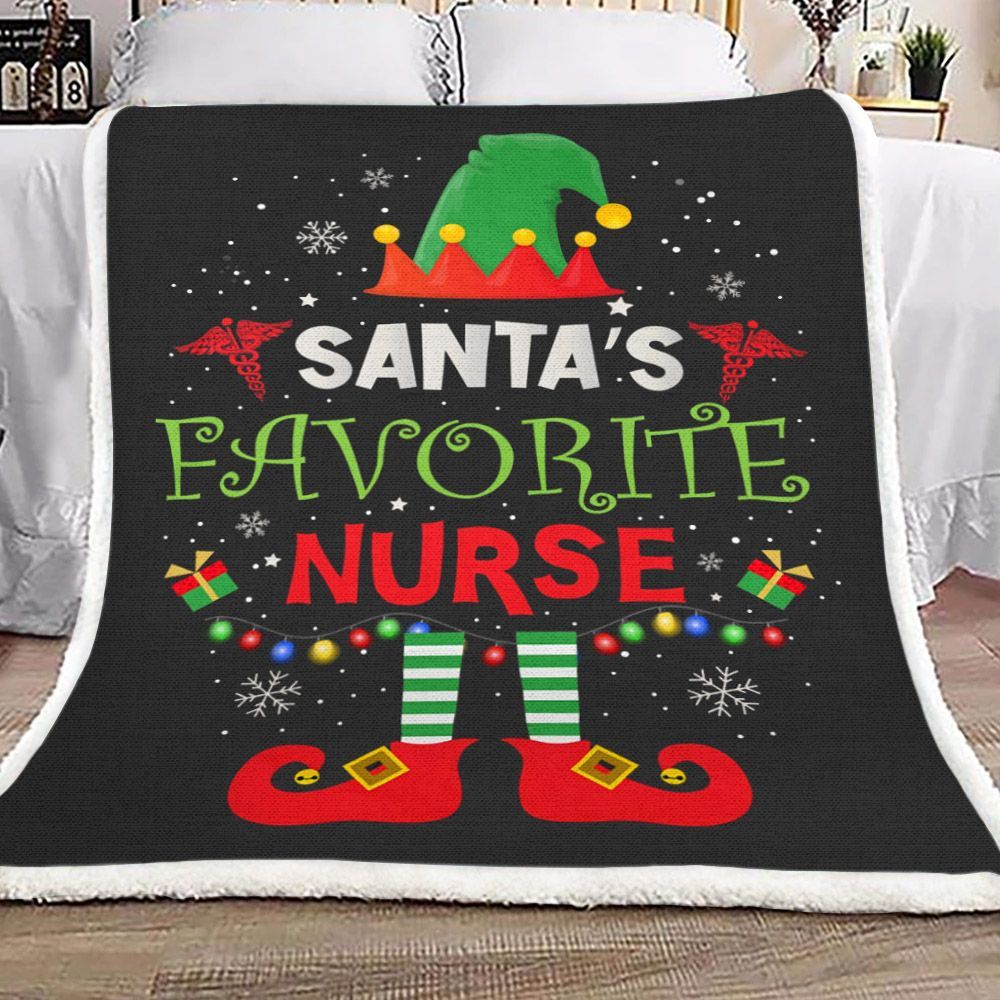 Santas Favorite Nurse Sherpa Fleece Blanket