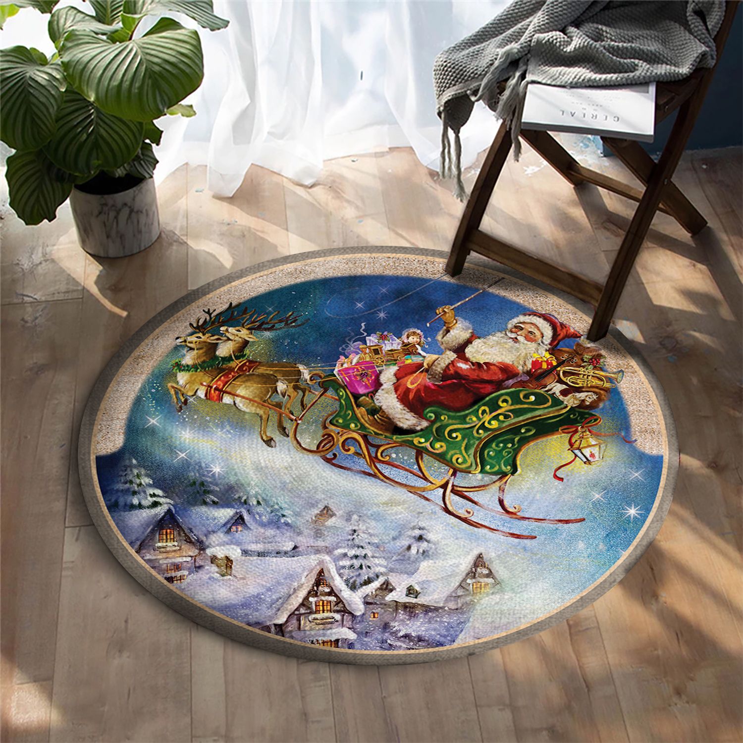 Santas Sleigh Round Carpet