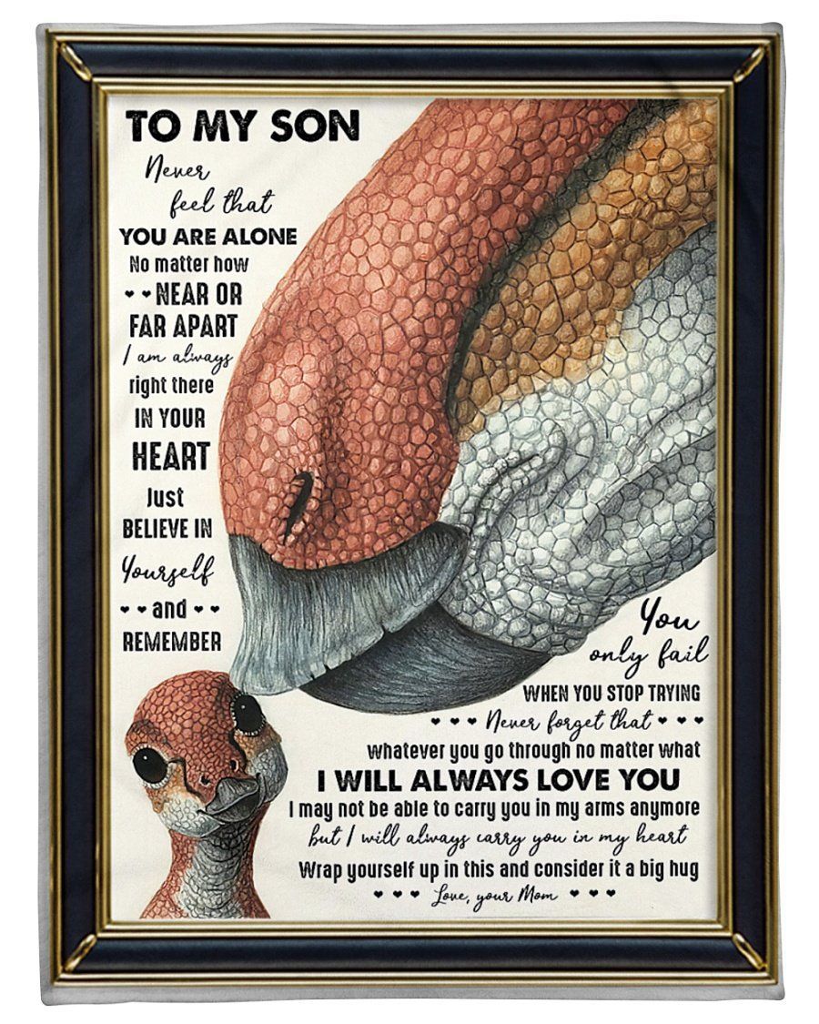 Saurus Mom To Son Never Feel That You Are Fleece Blanket Fleece Blanket