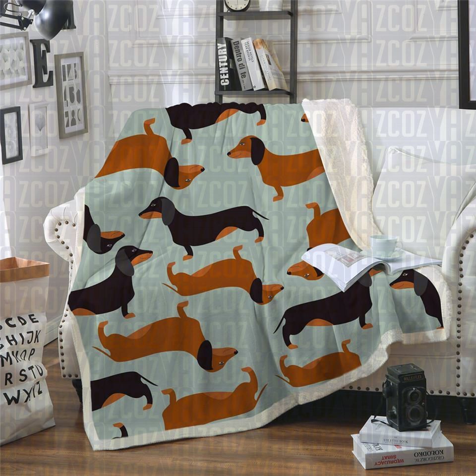 Sausage Dog Dachshund Sherpa Fleece Blanket
