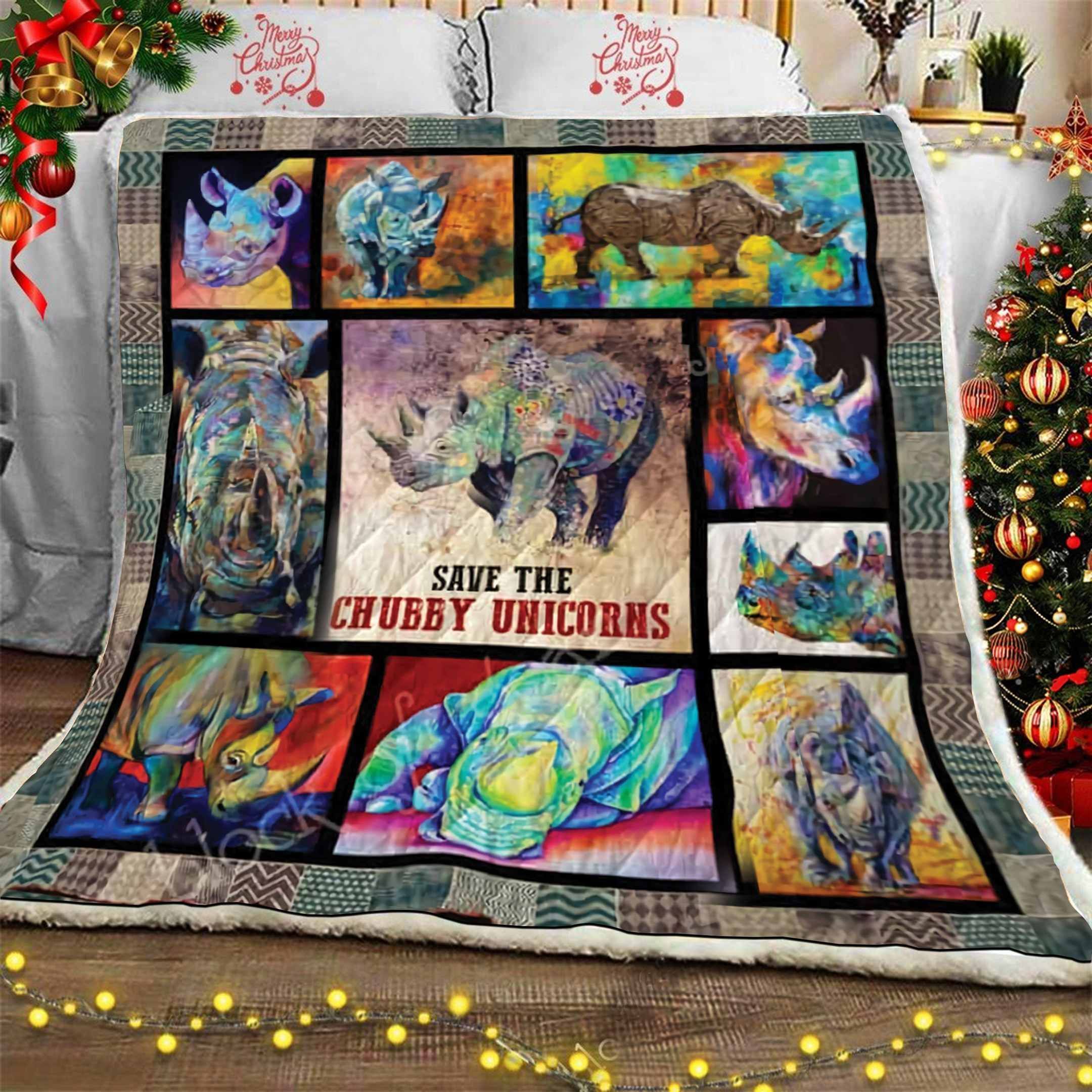 Save The Chubby Unicorns Sherpa Fleece Blanket