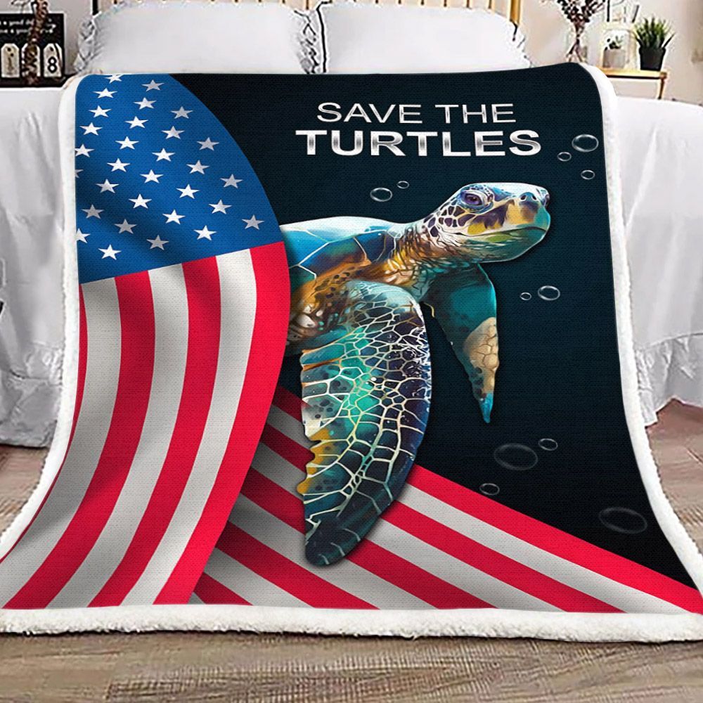 Save The Turtle Sherpa Fleece Blanket