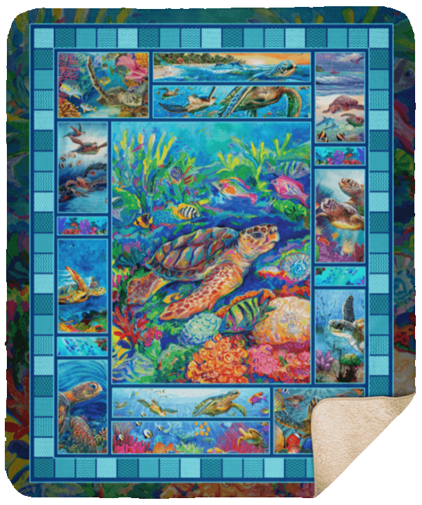 Save The Turtles Sherpa Fleece Blanket