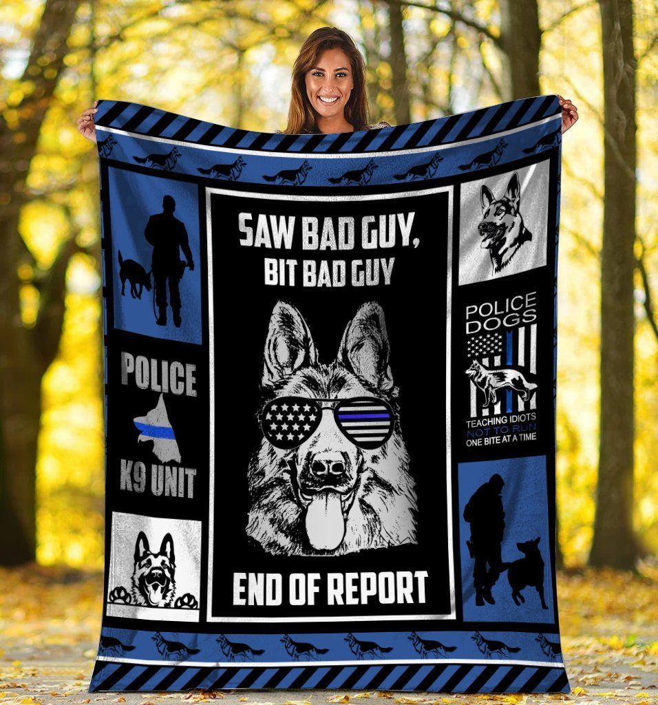 Saw Bad Guy Big Bad Guy German Shepherd Police Dog Fleece Blanket