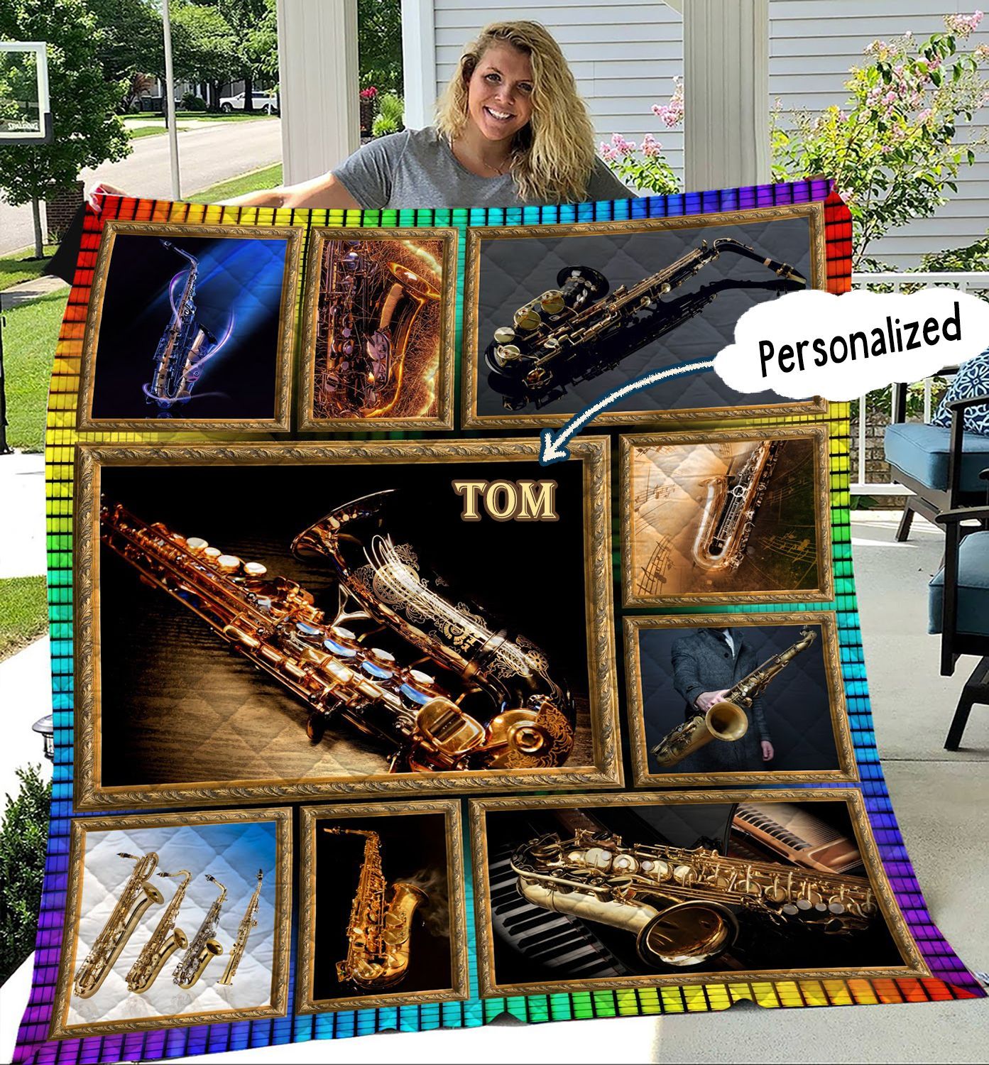 Saxophone Personalized Quilt Blanket HHH160649TH