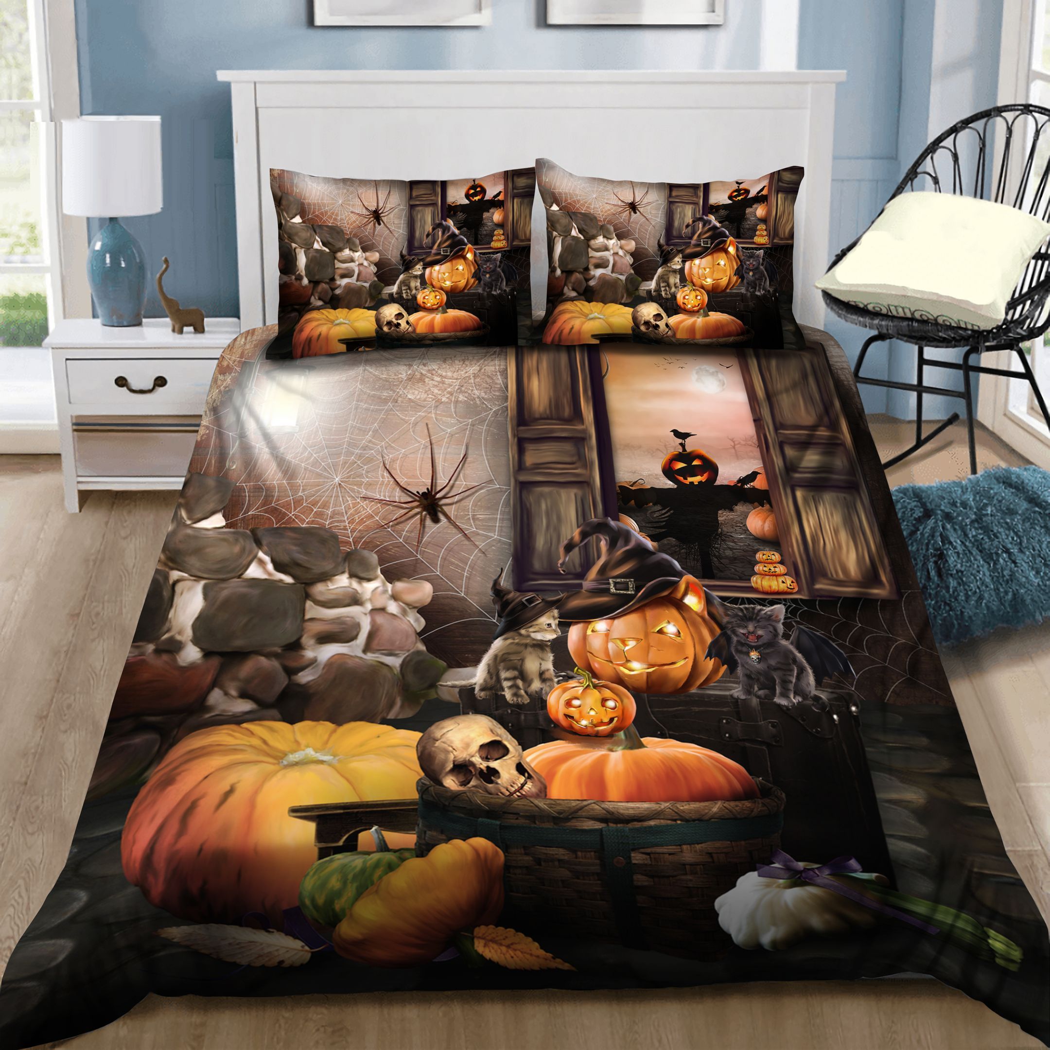 Scary Cat Halloween Bedding Set