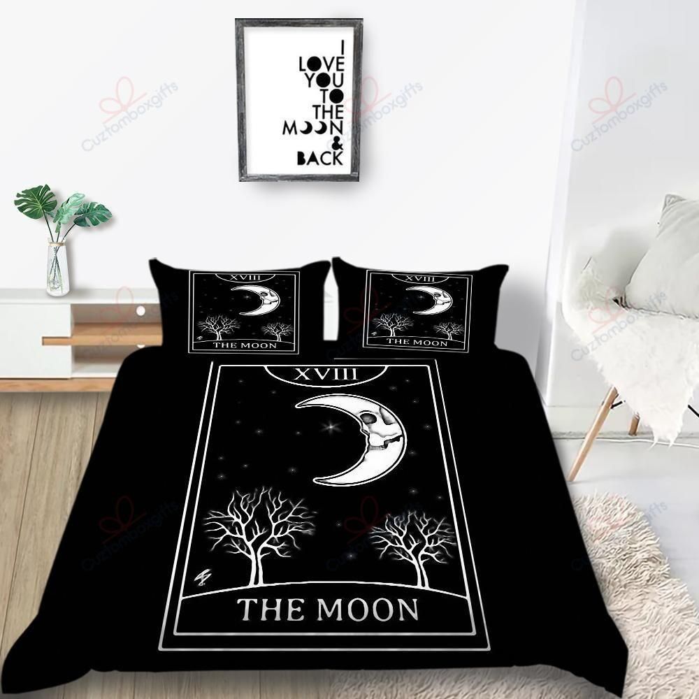 Scary Moon Black Night Printed Bedding Set