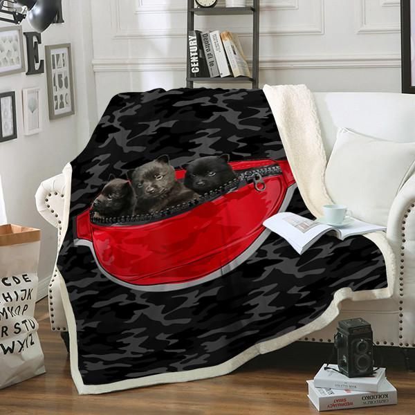 Schipperke Dog Sherpa Fleece Blanket