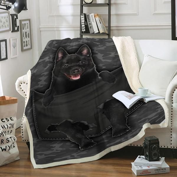 Schipperke Dog Pocket Sherpa Fleece Blanket