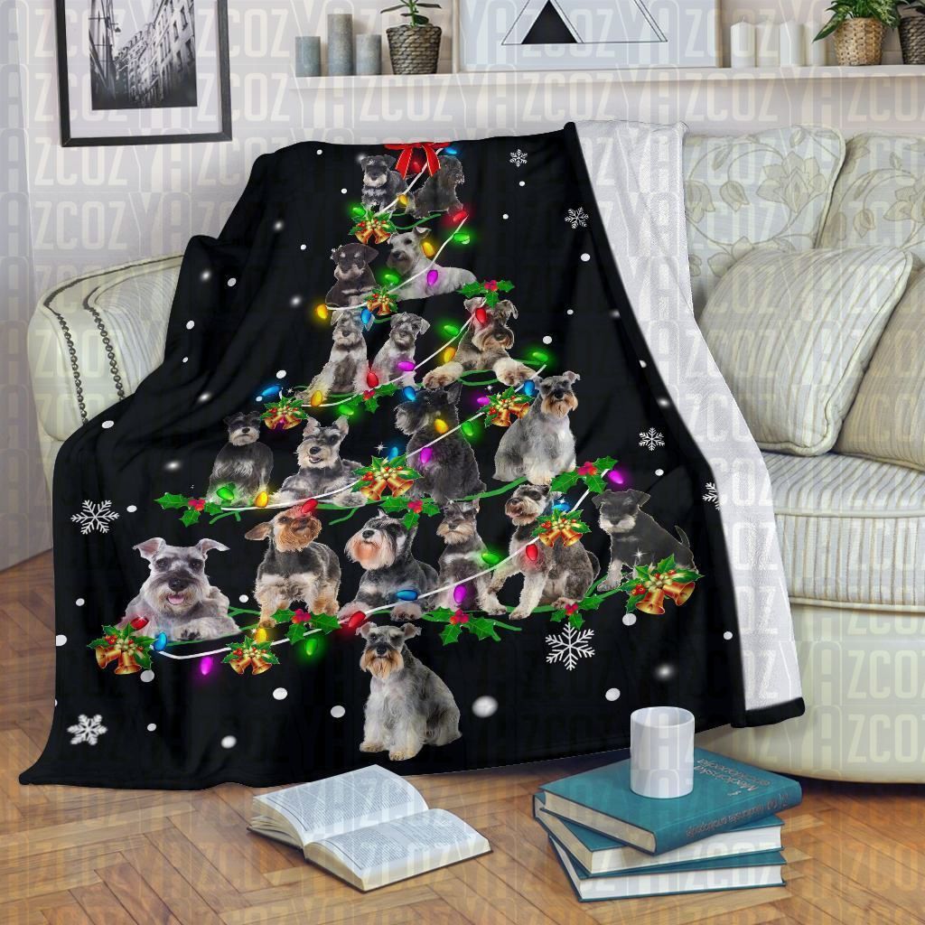 Schnauzer Christmas Tree Sherpa Fleece Blanket