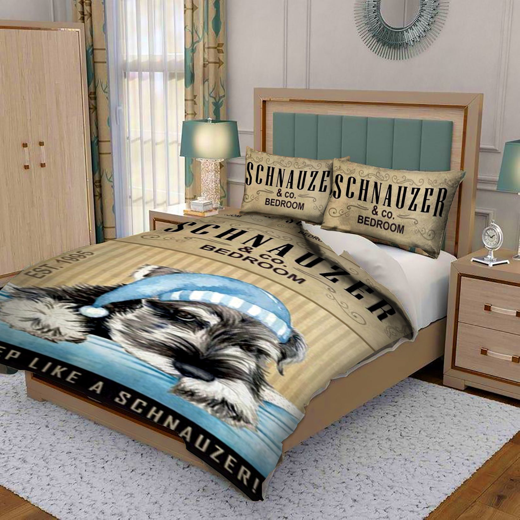 Schnauzer Dog Bedroom Bedding Set
