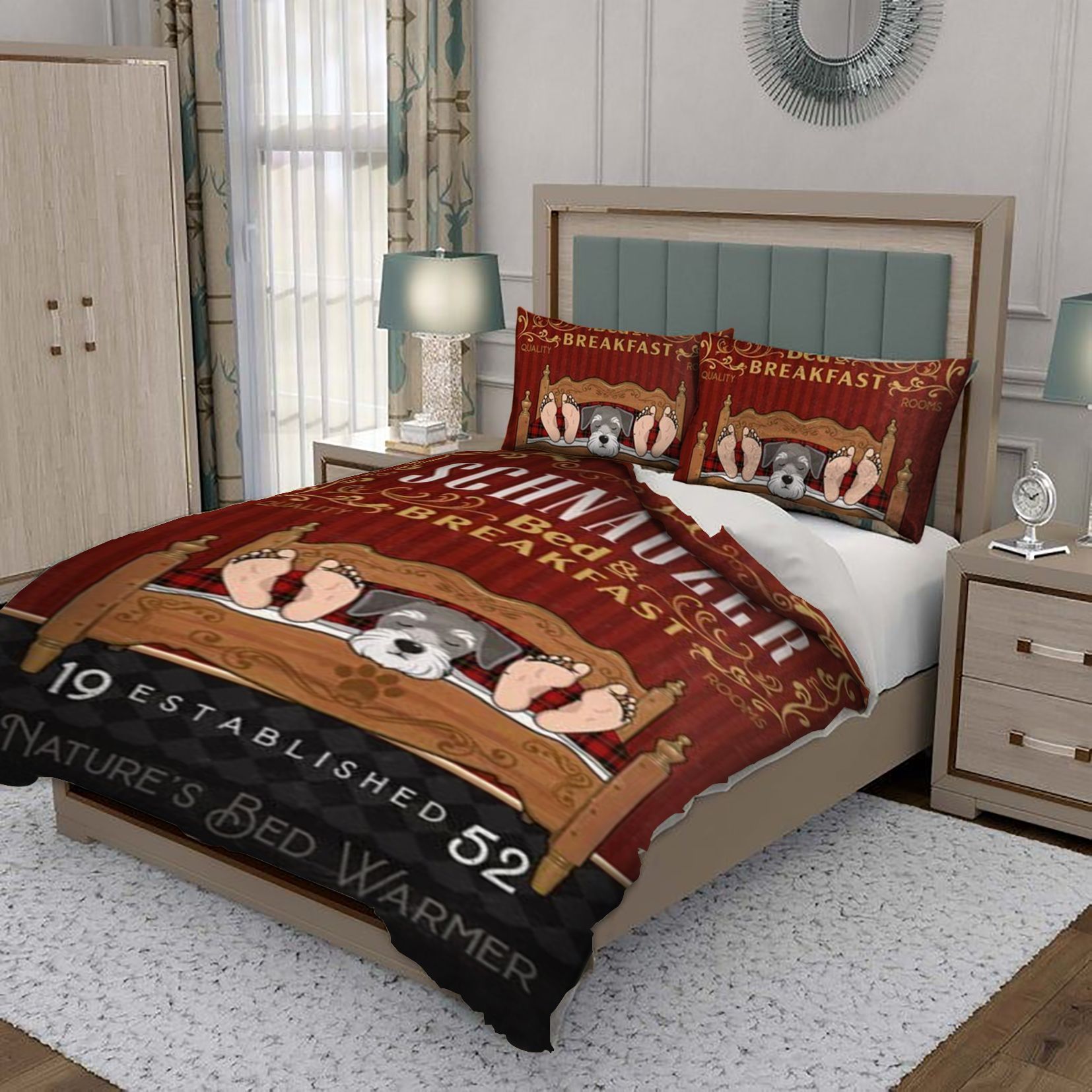 Schnauzer Dog Bedroom Bedding Set