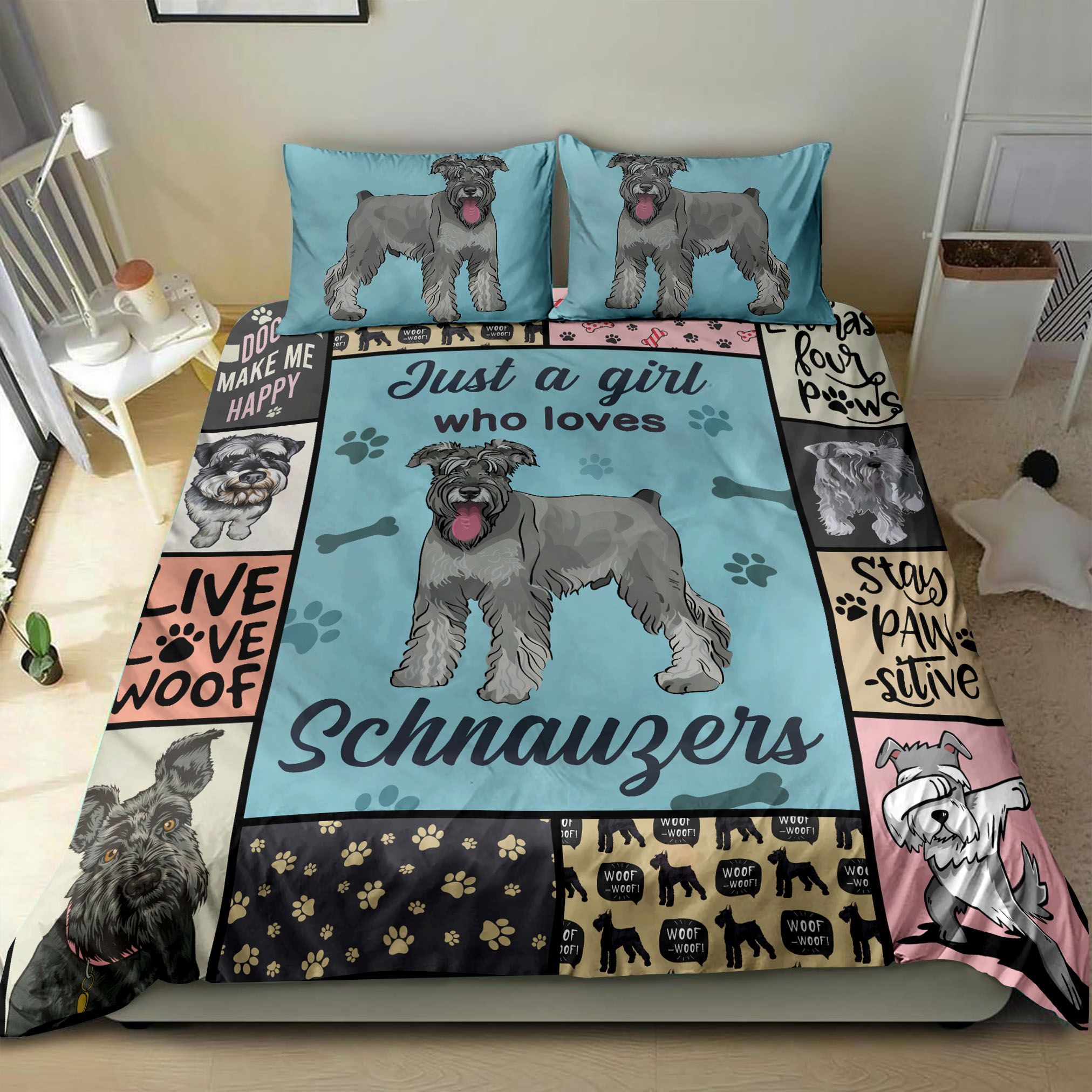 Schnauzer Dog Just A Girl Who Loves Schnauzer Bedding Set