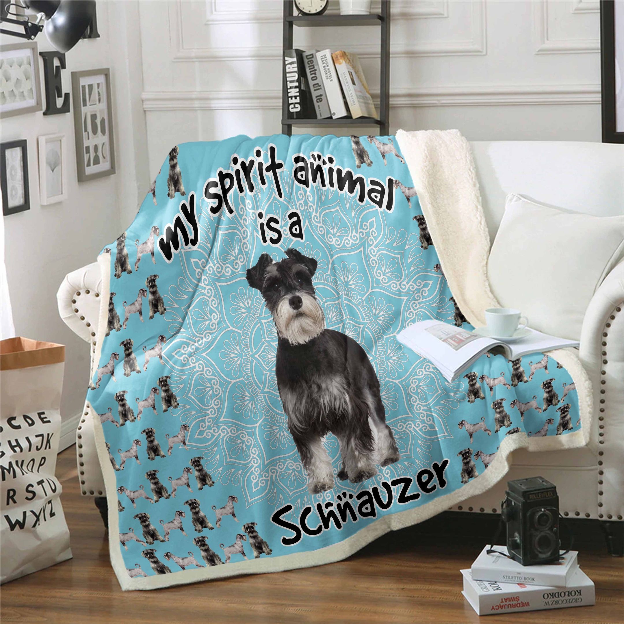 Schnauzer Is My Spirit Animal Sherpa Fleece Blanket