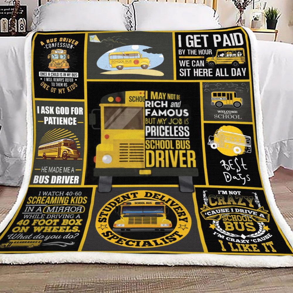 School Bus Driver Sherpa Fleece Blanket
