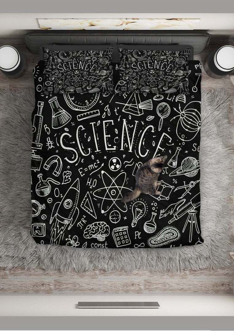Science Rocket Atoms Chalkboard Bedding Set