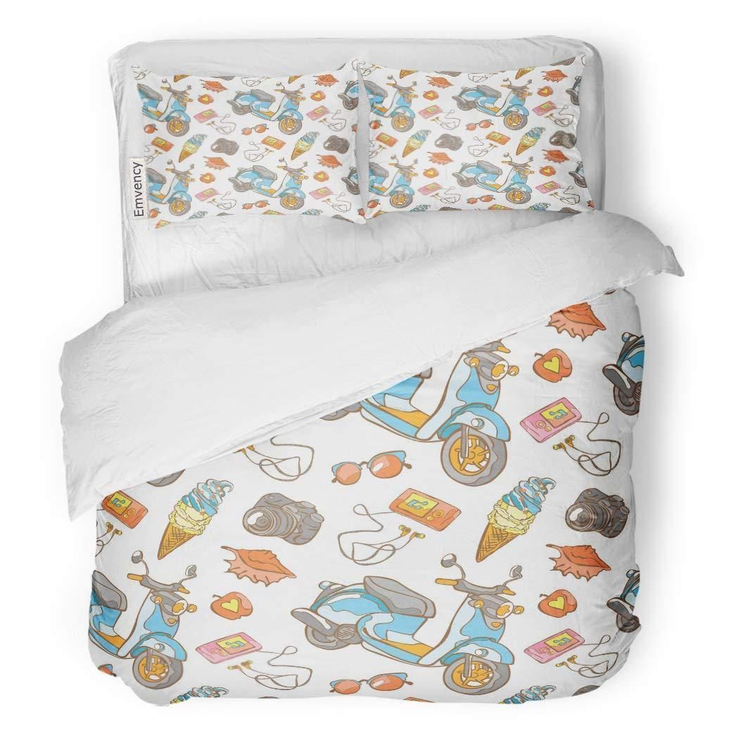 Scooter Camera Player Sunglasses Ice Cream Apple And Sea Bedding Set