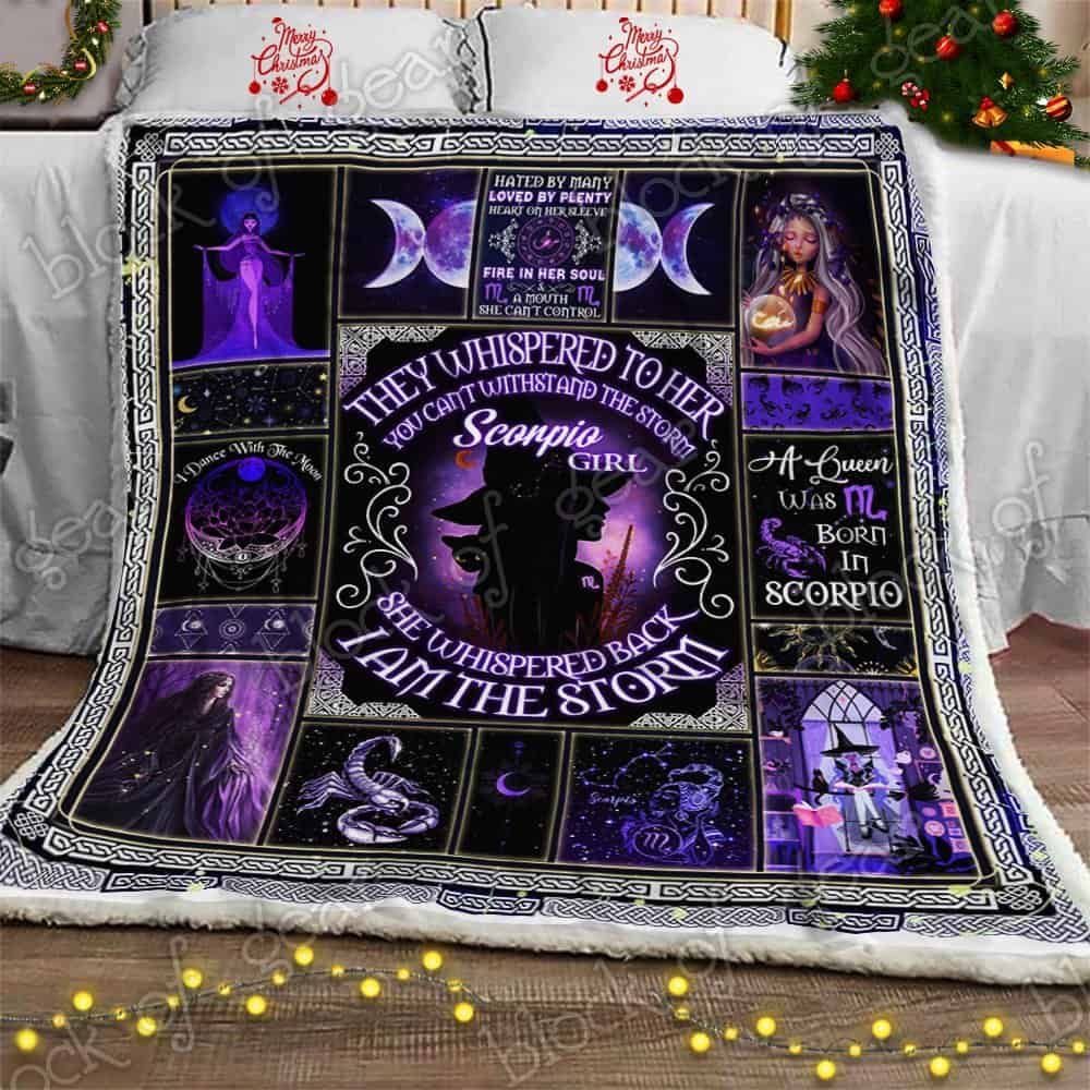 Scorpio Girl She Is The Storm Sherpa Fleece Blanket